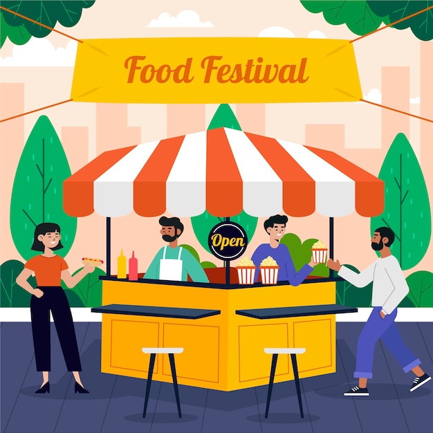 Free Vector hand drawn flat food festival illustration