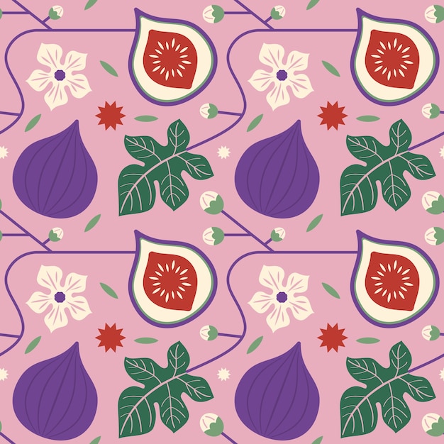 Free Vector hand drawn flat fruit and floral pattern