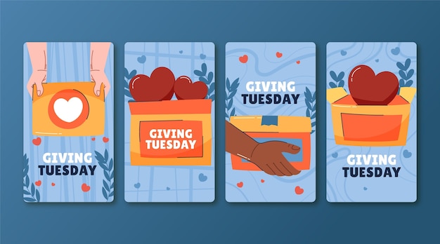 Hand drawn flat giving tuesday instagram stories collection