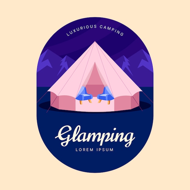 Free Vector hand drawn flat glamping logo