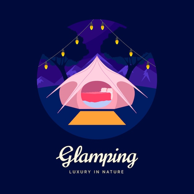 Free Vector hand drawn flat glamping logo