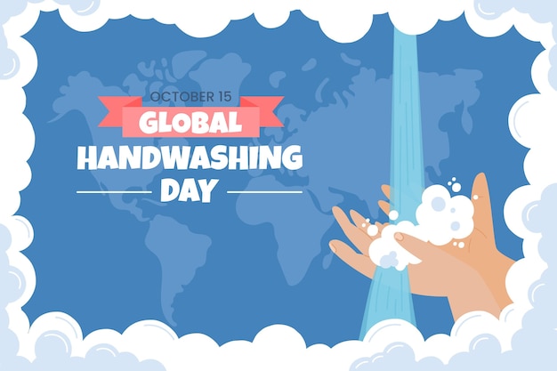 Hand drawn flat global handwashing day background