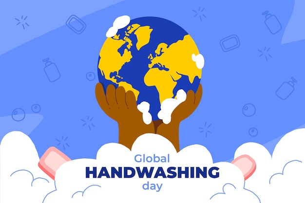 Free vector hand drawn flat global handwashing day background