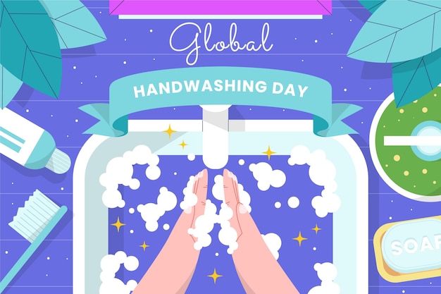 Free Vector hand drawn flat global handwashing day background