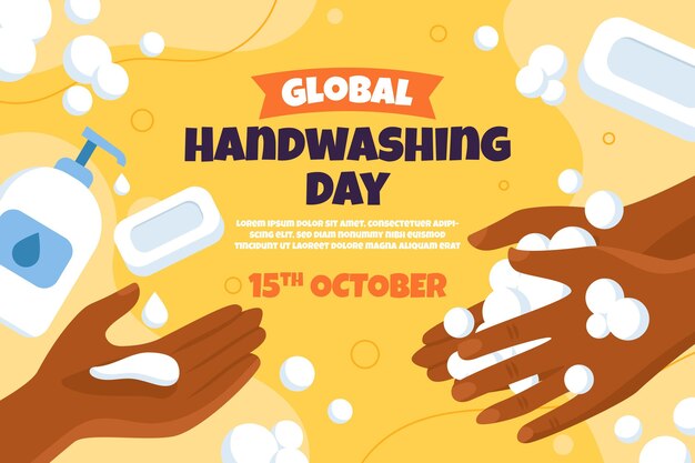 Hand drawn flat global handwashing day background