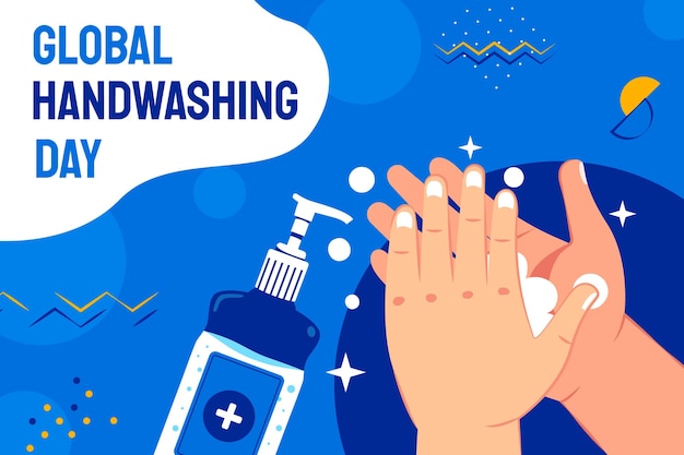 Hand drawn flat global handwashing day background