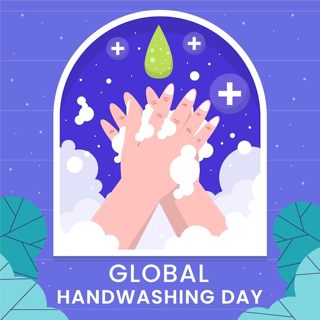 Hand drawn flat global handwashing day illustration