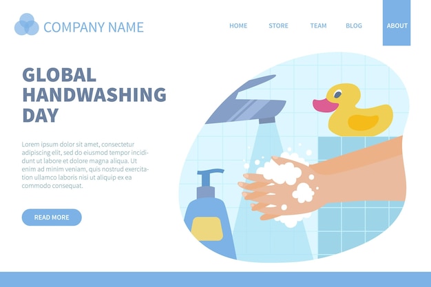 Hand drawn flat global handwashing day landing page template