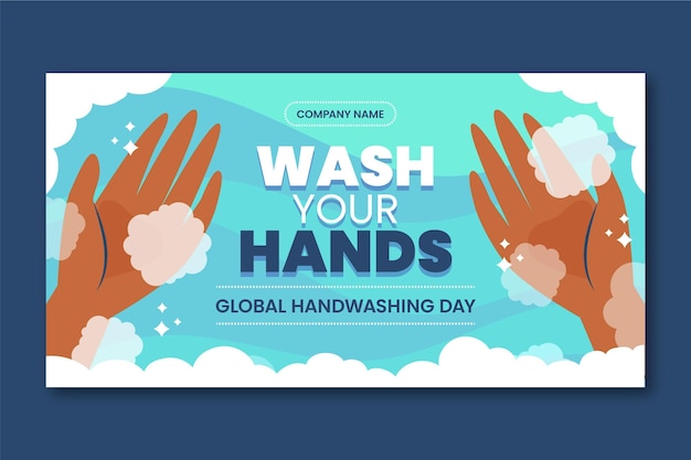 Hand drawn flat global handwashing day social media cover template