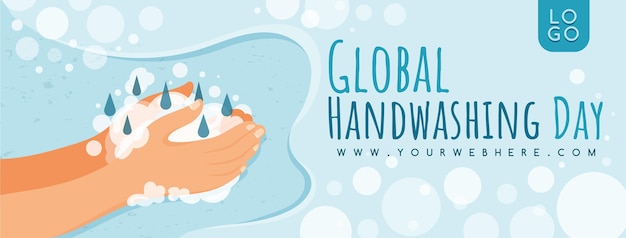 Free Vector hand drawn flat global handwashing day social media cover template