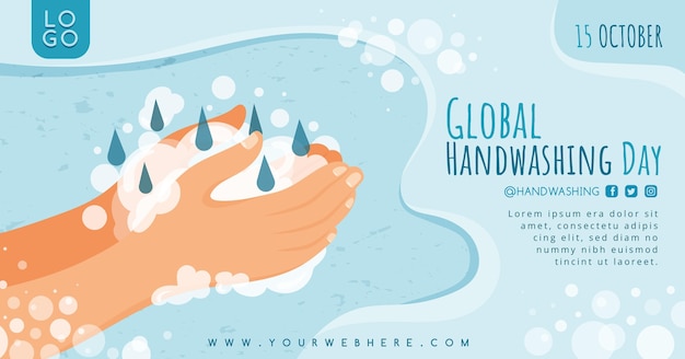 Free Vector hand drawn flat global handwashing day social media post template