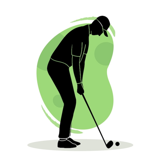 Free Vector hand drawn flat golfer silhouette illustration