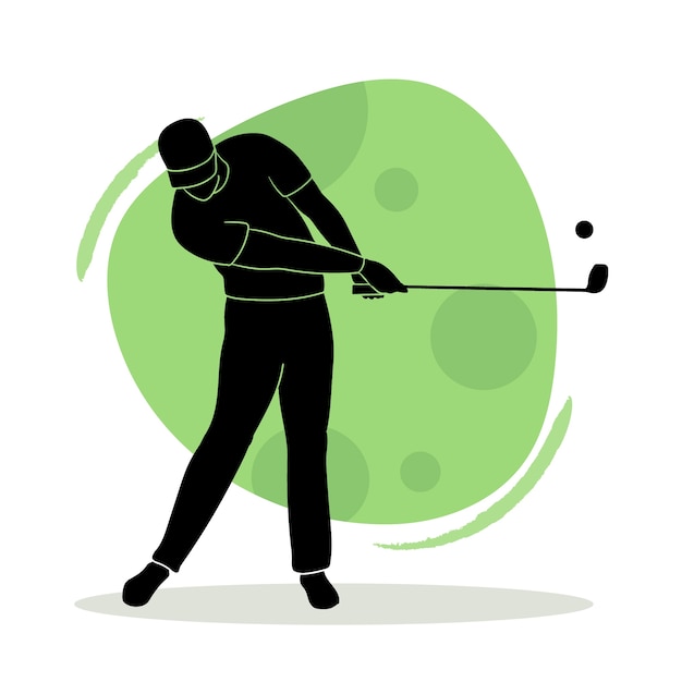 Free Vector hand drawn flat golfer silhouette illustration