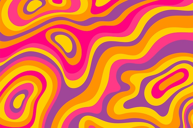 Hand drawn flat groovy psychedelic background