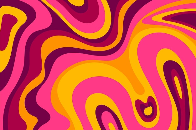 Hand drawn flat groovy psychedelic background