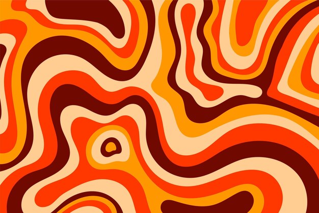 Hand drawn flat groovy psychedelic background