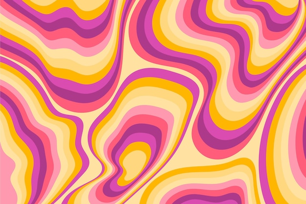 Hand drawn flat groovy psychedelic background