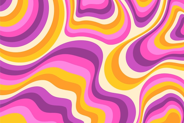 Hand drawn flat groovy psychedelic background