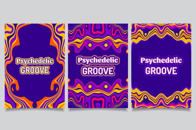 Free Vector hand drawn flat groovy psychedelic covers