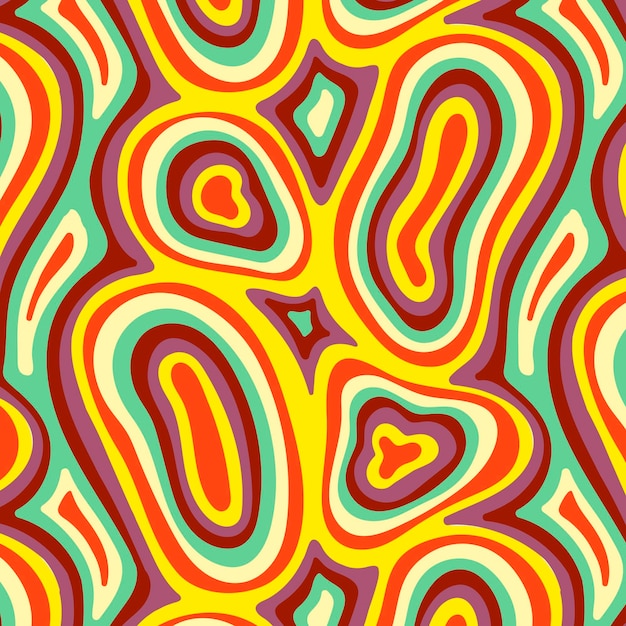 Free vector hand drawn flat groovy psychedelic pattern design