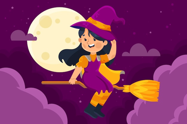 Free Vector hand drawn flat halloween background