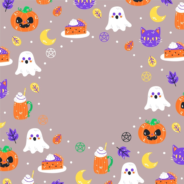 Hand drawn flat halloween background