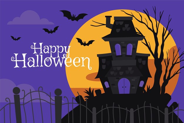 Hand drawn flat halloween background