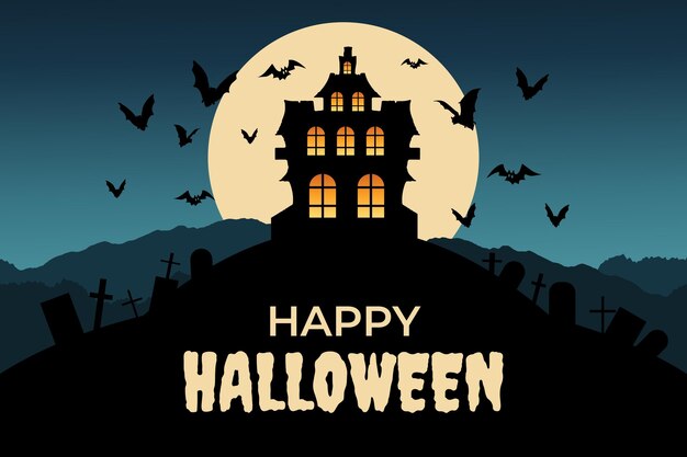 Hand drawn flat halloween background