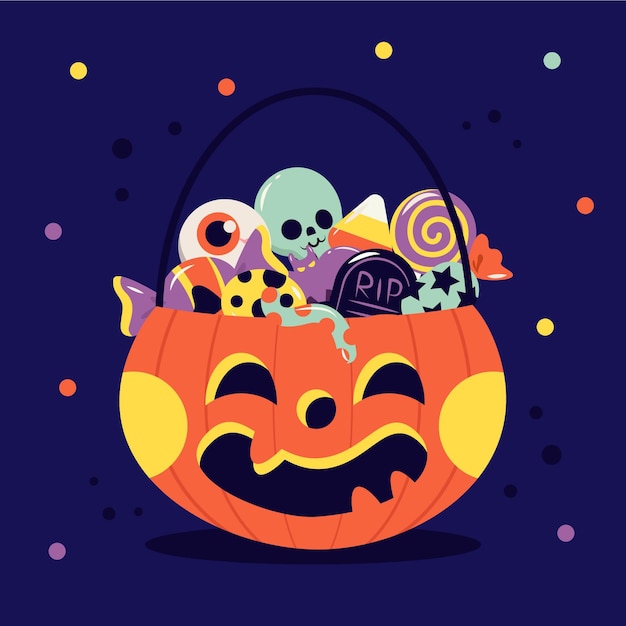 Free Vector hand drawn flat halloween bag illustration