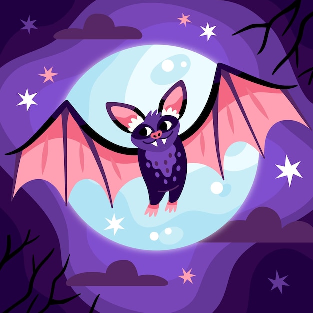 Free Vector hand drawn flat halloween bat illustration