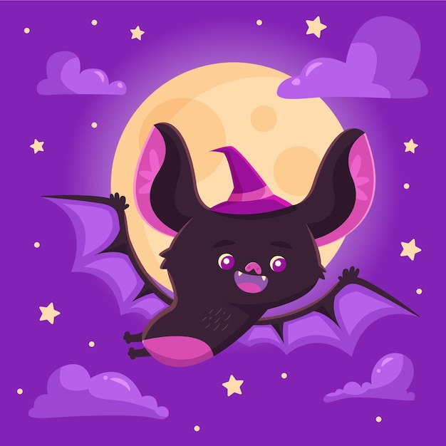 Free Vector hand drawn flat halloween bat illustration