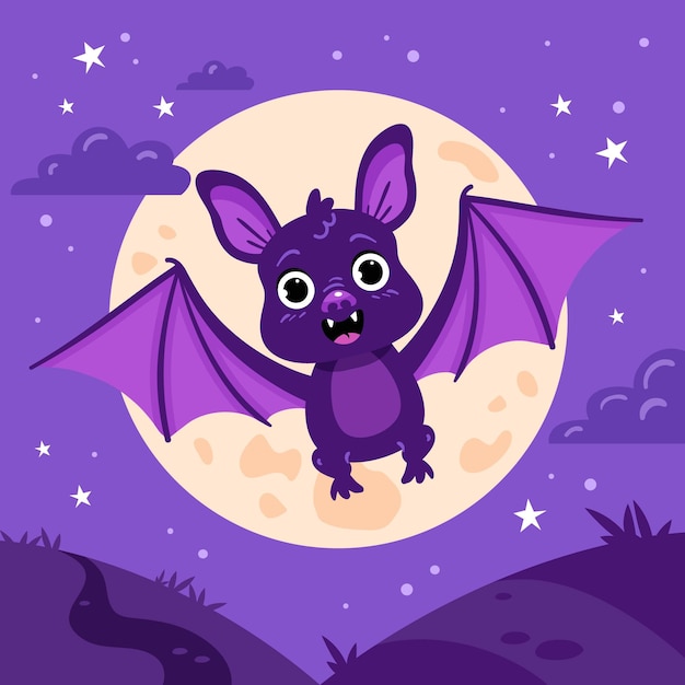 Hand drawn flat halloween bat illustration