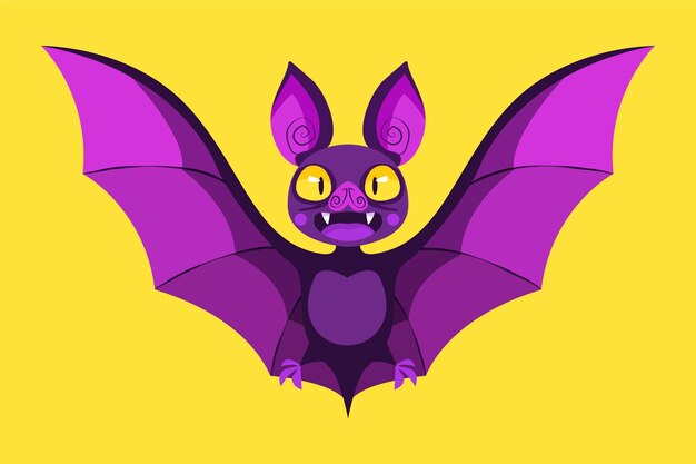 Hand drawn flat halloween bat illustration