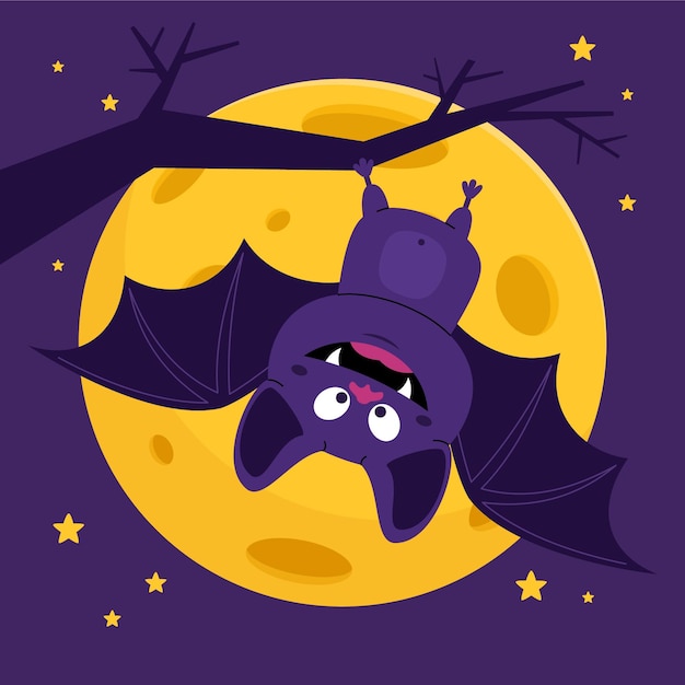 Hand drawn flat halloween bat illustration