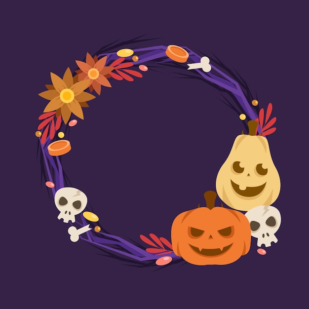 Free Vector hand drawn flat halloween frame template