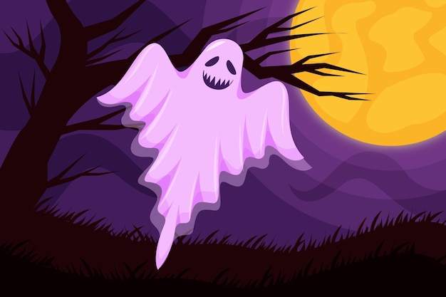 Free Vector hand drawn flat halloween ghost illustration