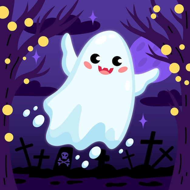 Free Vector hand drawn flat halloween ghost illustration