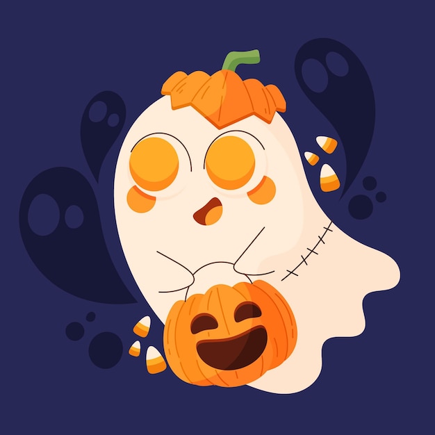 Free Vector hand drawn flat halloween ghost illustration