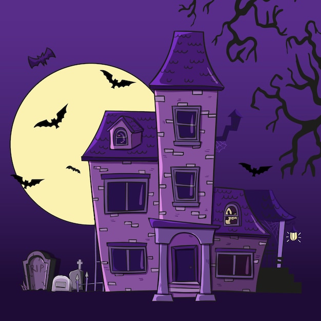 Free Vector hand drawn flat halloween house illustration