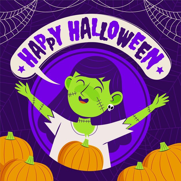 Hand drawn flat halloween illustration