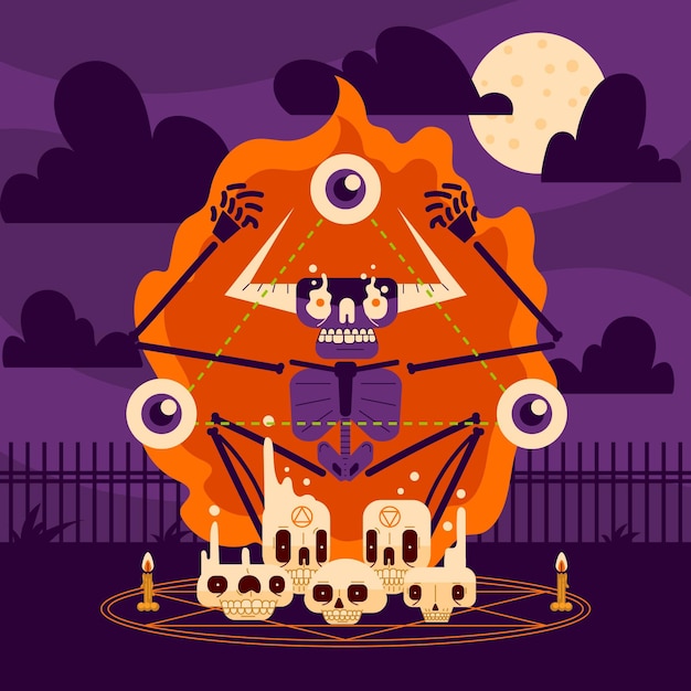 Free vector hand drawn flat halloween illustration