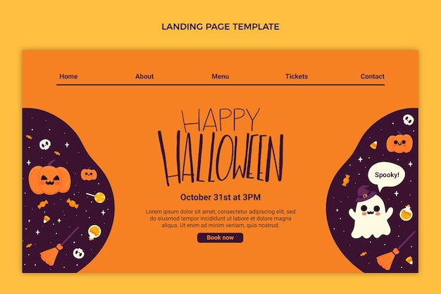 Free Vector hand drawn flat halloween landing page template