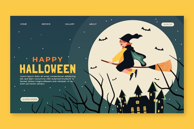 Free Vector hand drawn flat halloween landing page template