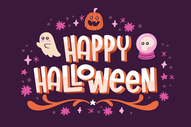 Hand drawn flat halloween lettering