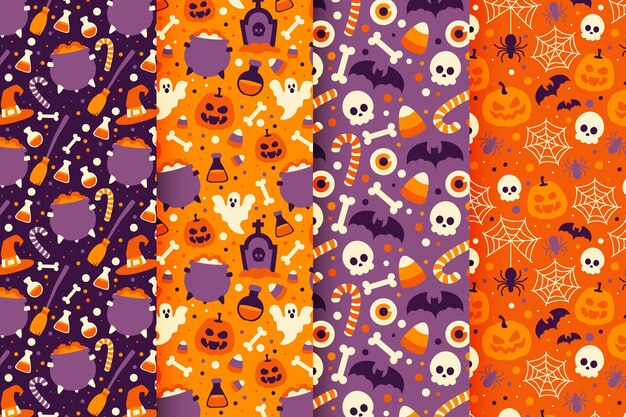 Hand drawn flat halloween pattern design