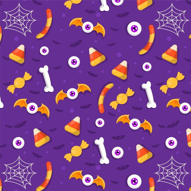 Hand drawn flat halloween pattern design