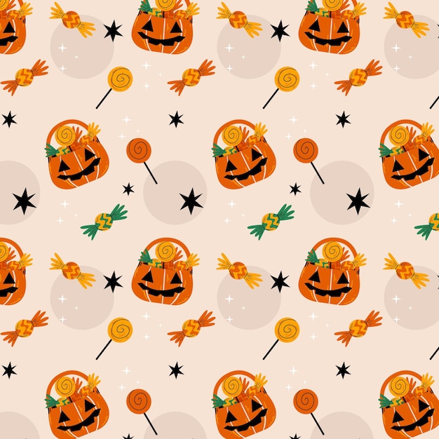 Hand drawn flat halloween patterns collection