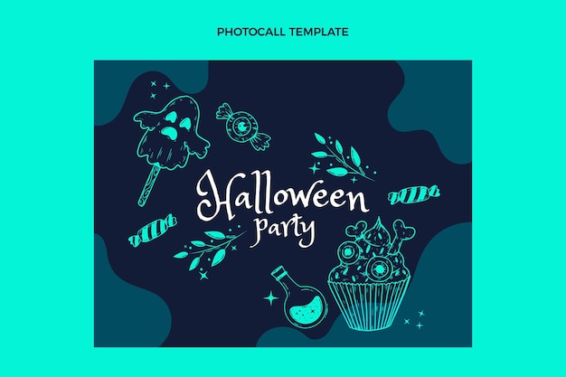 Free Vector hand drawn flat halloween photocall template