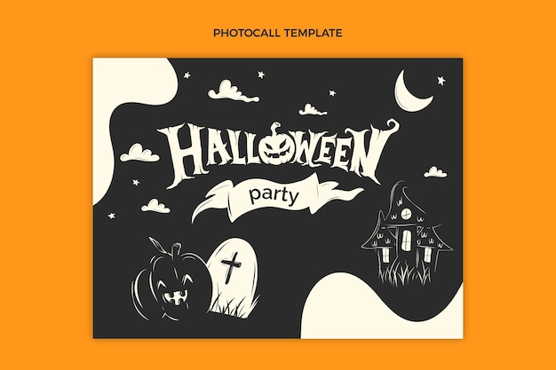 Free vector hand drawn flat halloween photocall template