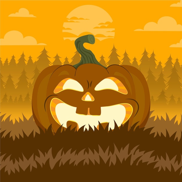 Free Vector hand drawn flat halloween pumpkin illustration